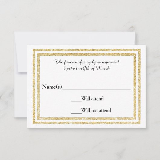 Chic Imitats Gold Glittered Trim - RSVP Card (Vorderseite)