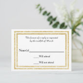 Chic Imitats Gold Glittered Trim - RSVP Card (Stehend Vorderseite)