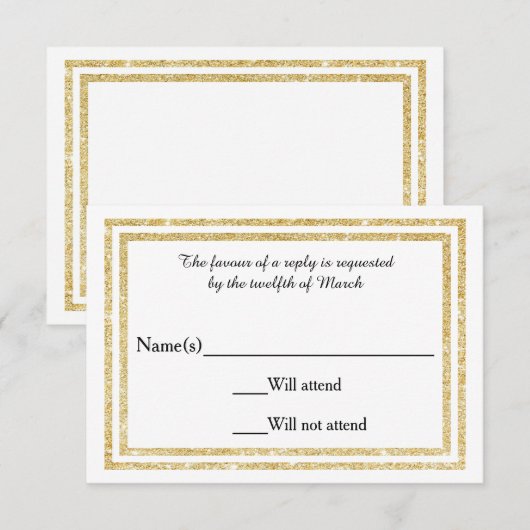 Chic Imitats Gold Glittered Trim - RSVP Card (Vorne/Hinten)