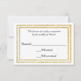 Chic Imitats Gold Glittered Trim - RSVP Card Karte