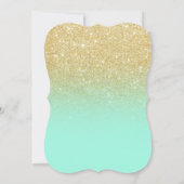 Chic Imitats Gold Glitzer Minze Grün Engagement Pa Einladung (Rückseite)