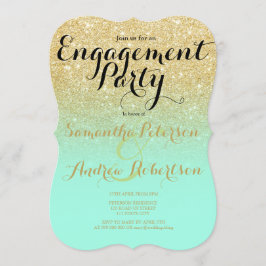 Chic Imitats Gold Glitzer Minze Grün Engagement Pa Einladung