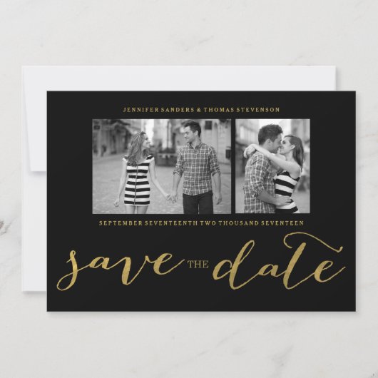 CHIC IMITATS GOLD HANDSCHRIFTLICHE | FOTO SAVE THE SAVE THE DATE (Vorderseite)