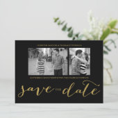 CHIC IMITATS GOLD HANDSCHRIFTLICHE | FOTO SAVE THE SAVE THE DATE (Stehend Vorderseite)