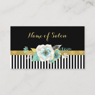 Chic Imitats Gold Minze Blume Schwarze Streifen Sa Visitenkarte