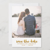 Chic Imitats Gold Script mit Dots Foto Save The Date (Vorderseite)