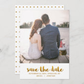 Chic Imitats Gold Script mit Dots Foto Save The Date (Vorne/Hinten)