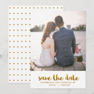 Chic Imitats Gold Script mit Dots Foto Save The Date