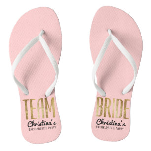 Chic Imitats Gold Team Bride Wedding Bachelorette Badesandalen