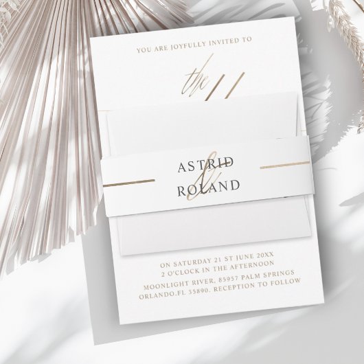 Chic Imitats Gold & White Wedding Einladungsbanderole
