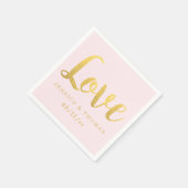 Chic Imitats Goldene Foil & Blush Rosa Liebe Hochz Serviette (Ecke)