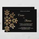 Chic Imitats Goldene Schneeflocke auf Schwarze Win Einladung (Vorne/Hinten)