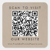 Chic Imitats Kraft Business Wedding Website QR Cod Quadratischer Aufkleber (Vorderseite)