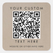 Chic Imitats Kraft Small Business Custom QR Code Quadratischer Aufkleber (Vorderseite)