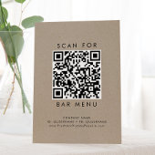 Chic Imitats Kraft Typografy Bar Menu QR Code Sockelschild