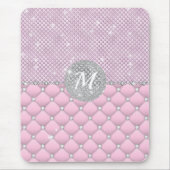Chic Imitats Kristallrosa Silver Diamond Monogram Mousepad (Vorne)
