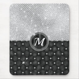 Chic Imitats Kristallsilber-Schwarz-Diamant-Monogr Mousepad