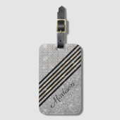 Chic Imitats Kristallwaren und Silberner Glitzer P Gepäckanhänger (Vorderseite Vertikal)