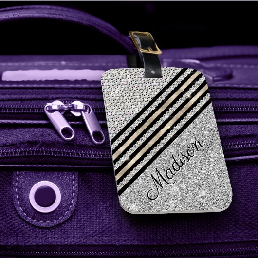 Chic Imitats Kristallwaren und Silberner Glitzer P Gepäckanhänger