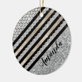 Chic Imitats Kristallwaren und Silberner Glitzer P Keramik Ornament (Links)