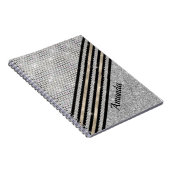 Chic Imitats Kristallwaren und Silberner Glitzer P Notizblock (Rechte Seite)