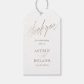 Chic Imitats Metallic Gold Calligraphy Wedding Geschenkanhänger (Vorderseite)