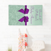 Chic Imitats Mint Sequins Lila Bow Baby Dusche Banner (Insitu)