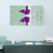 Chic Imitats Mint Sequins Lila Bow Baby Dusche Banner (Messeveranstaltung)