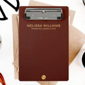 Chic Imitats Red Leather & Gold Monogram Name Mini Klemmbrett