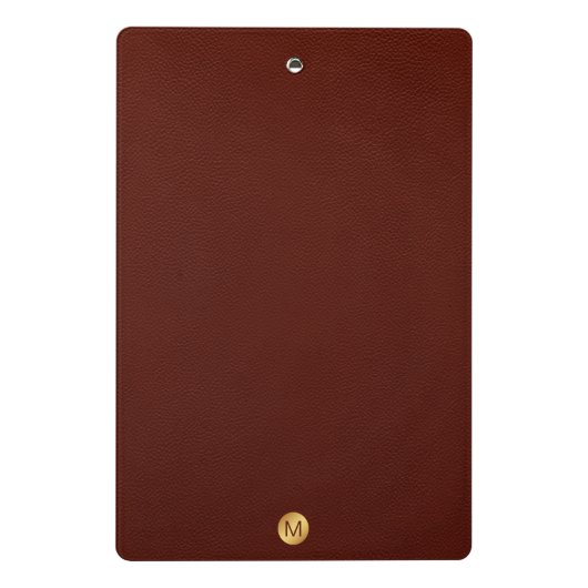 Chic Imitats Red Leather & Gold Monogram Name Mini Klemmbrett (Rückseite)