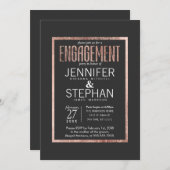 Chic Imitats Rose Gold Engagement Partei Einladung (Vorne/Hinten)