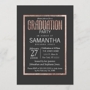 Chic Imitats Rose Gold Graduation Party Einladunge Einladung