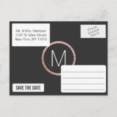 Chic Imitats Rose Gold Save the Date Postkarten (Rückseite)