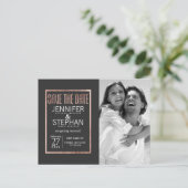 Chic Imitats Rose Gold Save the Date Postkarten (Stehend Vorderseite)