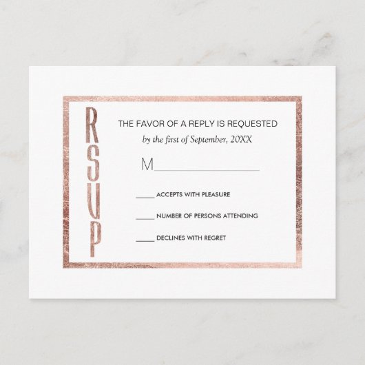 Chic Imitats Rose Gold UAWG Postkarten (Vorderseite)