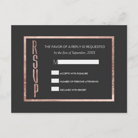 Chic Imitats Rose Gold UAWG Postkarten (Vorderseite)