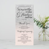 Chic Imitats Silber Glitzer ombre Wedding Programm (Stehend Vorderseite)