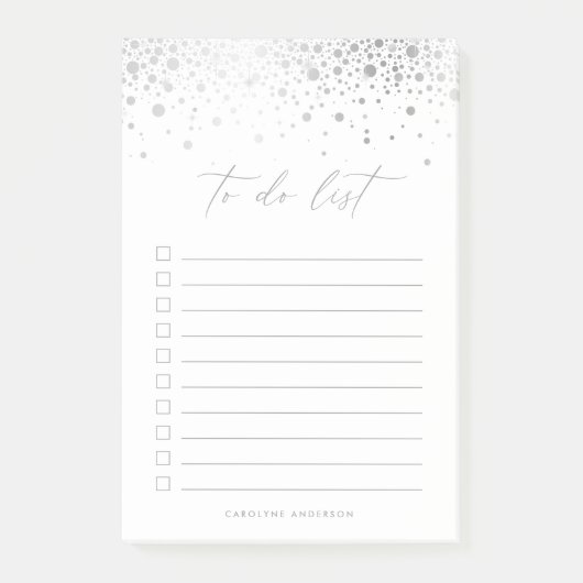 Chic Imitats Silver Foil Confetti Dots Personalisi Post-it Klebezettel (Vorderseite)