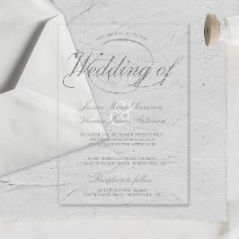Chic Imitats Silver Foil Script Hochzeit Acryleinladungen