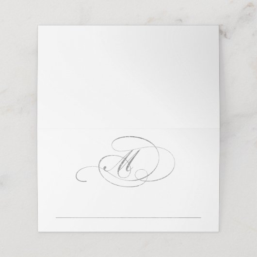 Chic Imitats Silver Foil Wedding Platzkarte Templa (Außenseite Aufgefaltet)