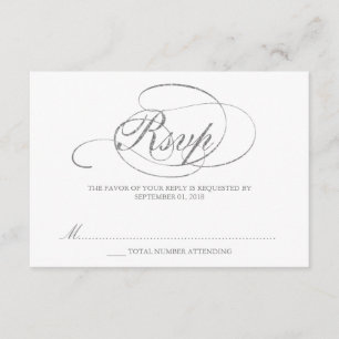Chic Imitats Silver Foil Wedding RSVP Template Karte
