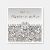 Chic Imitats Silver Sequins Diamonds Wedding Serviette (Vorderseite)