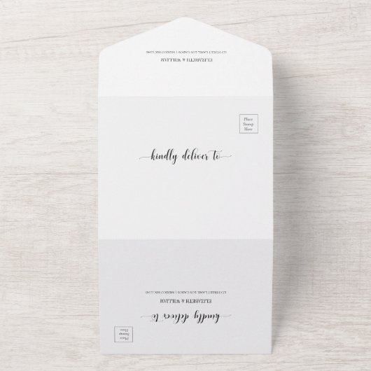 Chic Imitats Vellum Effect Foto Hochzeit mit UAWG All In One Einladung (Außenbereich)