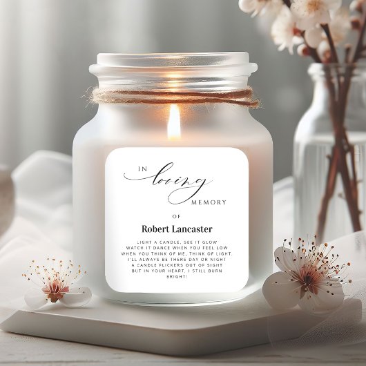 Chic in Love Memory, Memorial Candle Gunst Label Quadratischer Aufkleber