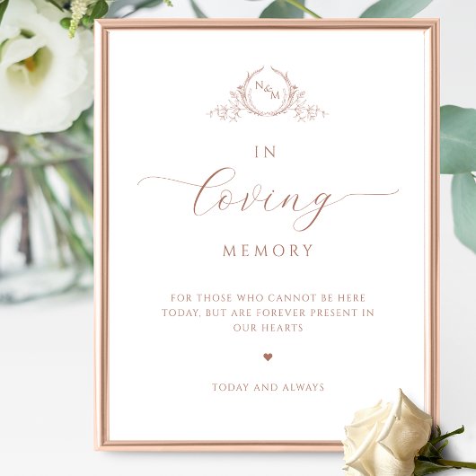 Chic in Love Memory, Mit Monogramm Terracotta Zeic Poster