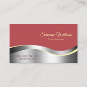 Chic Indian Red Wavy Silver Deco mit Foto Smart Visitenkarte (Vorderseite)