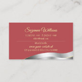 Chic Indian Red Wavy Silver Deco mit Markenlogo Visitenkarte (Rückseite)
