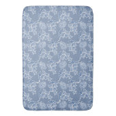 Chic Indigo Blue Ethnic Floral Print Bath Mat Badematte (Vorderseite Vertikal)