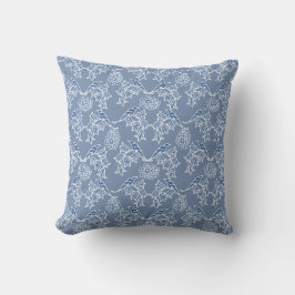 Chic Indigo Blue Ethnic Floral Print Pillow Kissen