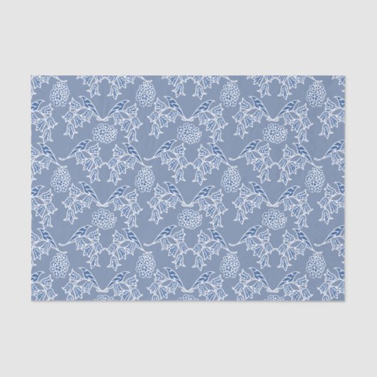 Chic Indigo Blue Ethnic Floral Print Tissue Paper Seidenpapier (Vorderseite)
